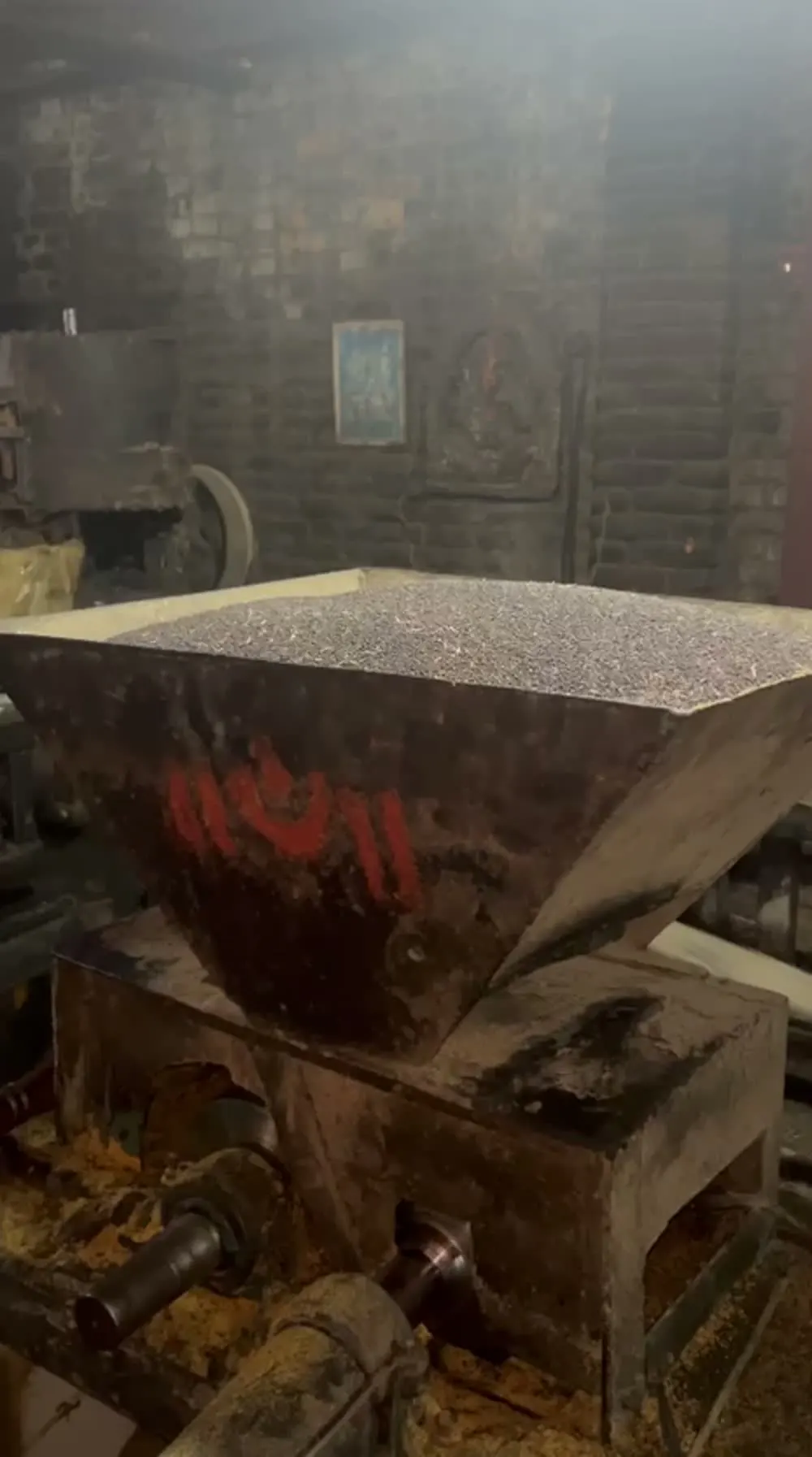 The seed hopper inside Theki’s working mill